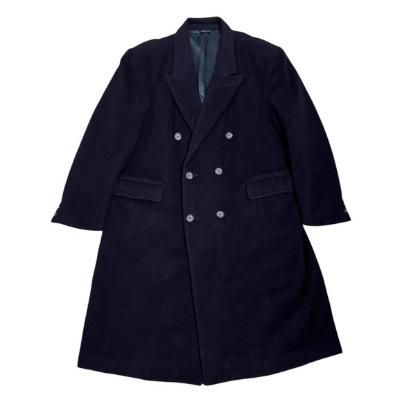 Vintage 80s CARRIAGE STOCK SAGE ALLEN Wool Designer Business Pea Coat Trench XL - Picture 2 of 9